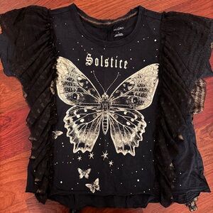 Anthropologie Solstice Black Butterfly Top